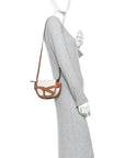 Calfskin Canvas Anagram Mini Gate Dual Bag Ecru Tan