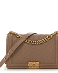 Caviar Quilted New Medium Boy Flap Dark Beige