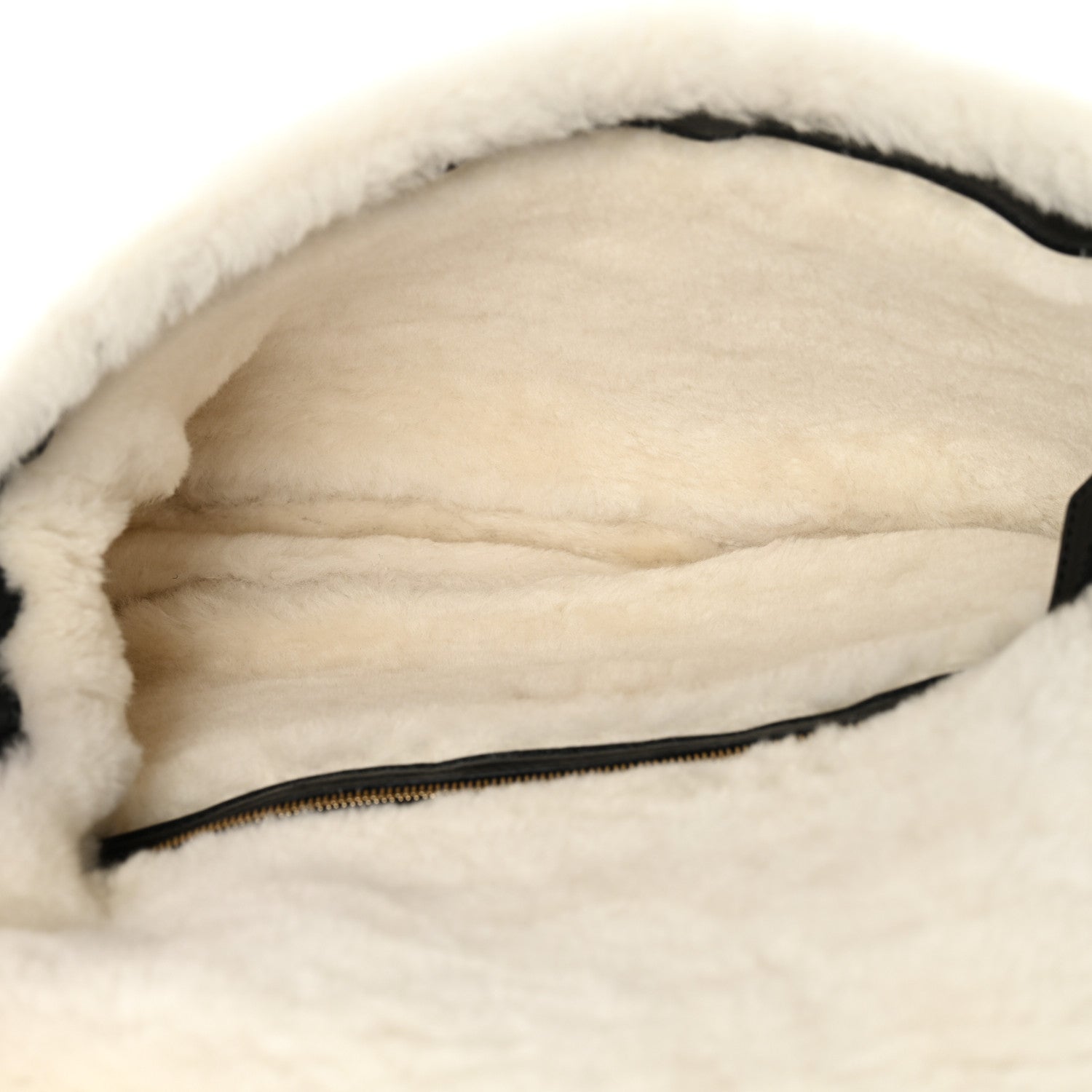 Lambskin Sheepskin Fur Large Baguette Black