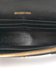 Shiny Calfskin Crocodile Embossed Hourglass Chain Bag Black