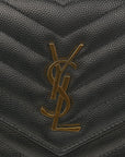 Grain De Poudre Matelasse Chevron Monogram Envelope Chain Wallet Black
