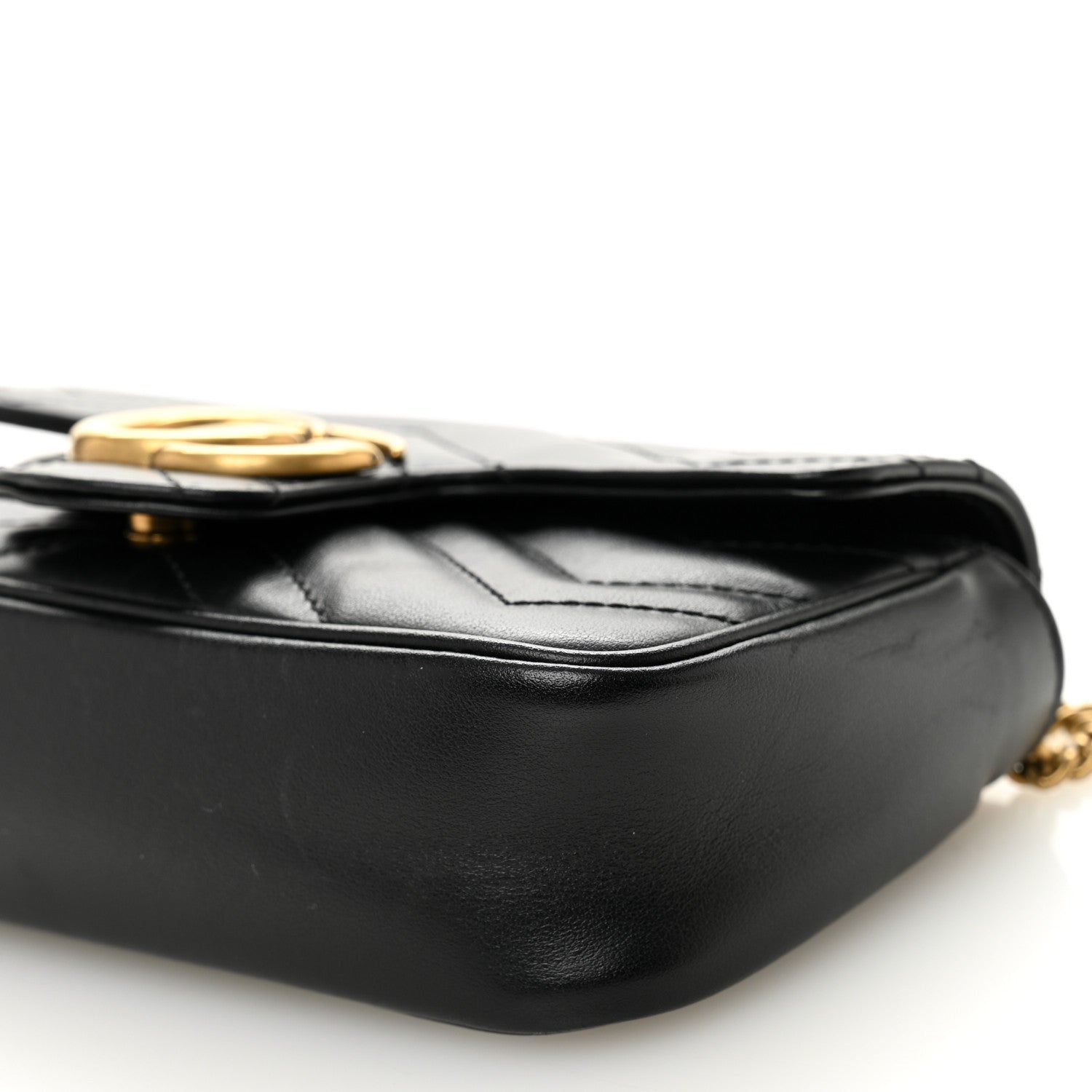 Calfskin Matelasse Super Mini GG Marmont Shoulder Bag Black