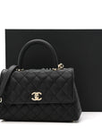 Caviar Quilted Mini Coco Handle Flap Black