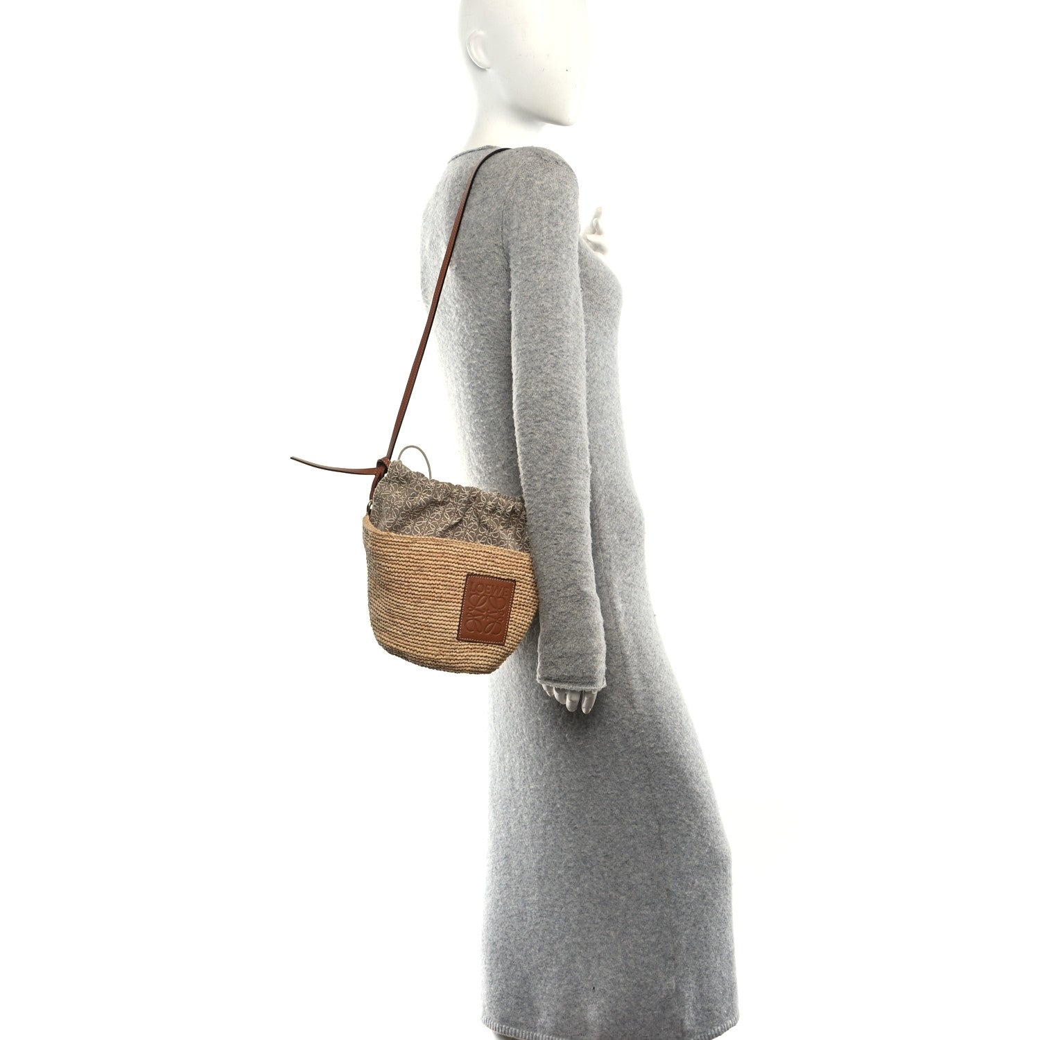 Calfskin Raffia Anagram Paulas Ibiza Pochette Bag Natural Tan