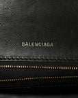 Shiny Calfskin Crocodile Embossed Small Hourglass Top Handle Bag Black
