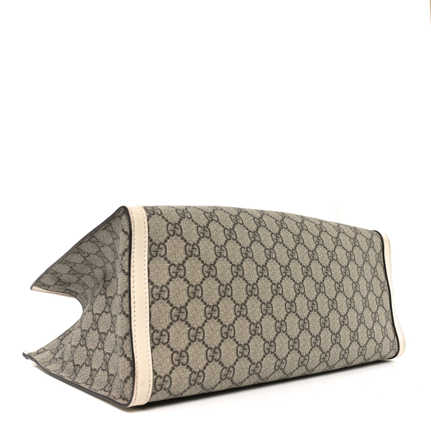 GG Supreme Monogram Medium Padlock Tote White