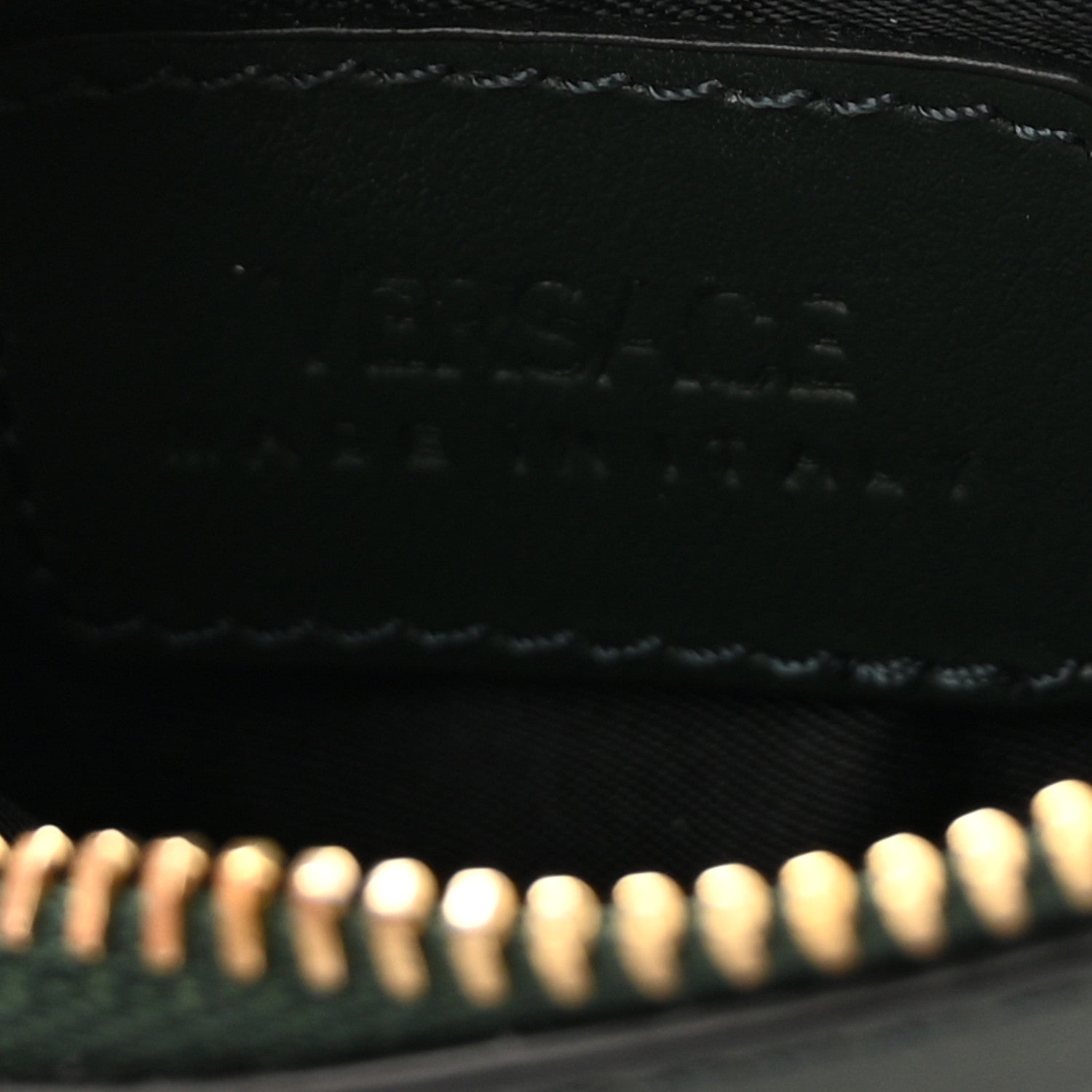 Calfskin Medusa Lanyard Zip Pouch Card Holder Bottle Green