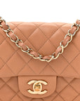 Lambskin Quilted Mini Rectangular Flap Brown
