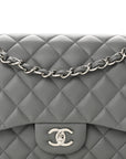 Caviar Quilted Jumbo Double Flap Grey