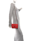 Glazed Calfskin Quilted Reissue Wallet On Chain WOC Red
