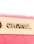 Lambskin Quilted Mini Trendy CC Chain Wallet Pink