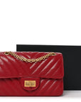Aged Calfskin Chevron Quilted 2.55 Reissue Mini Flap Dark Red