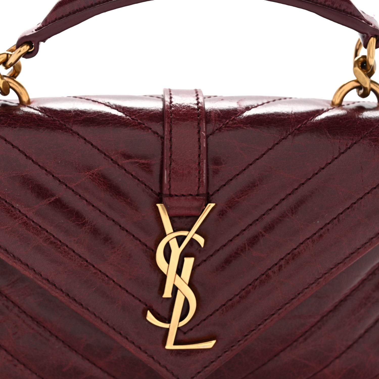 Shiny Calfskin Matelasse Chevron Monogram Mini College Bag Deep Hot Wine
