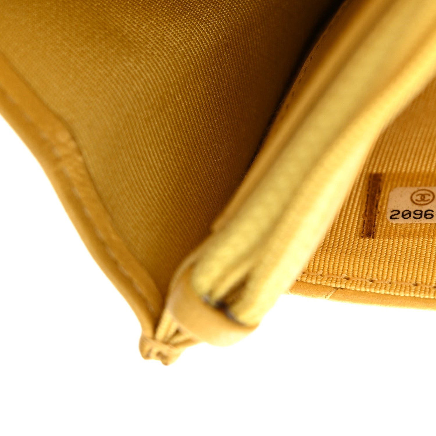 Lambskin Quilted Wallet On Chain WOC Yellow