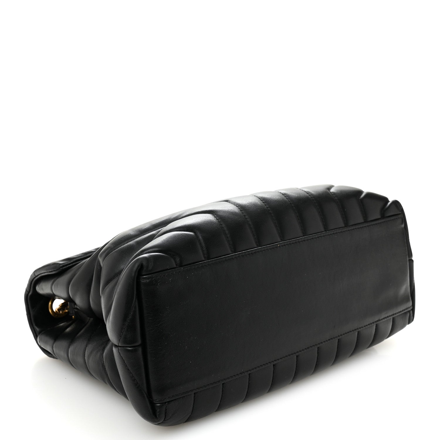 Calfskin Y Quilted Monogram Medium Loulou Chain Satchel Black