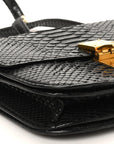 Snakeskin Medium Classic Box Flap Bag Black