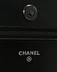 Pearly Lambskin Quilted Wallet On Chain WOC So Black