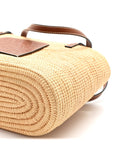 Raffia Small Square Basket Tote Bag Natural Tan