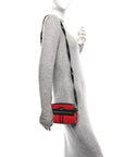 Suede Patent Web Mini Ophidia Shoulder Bag Hibiscus Red Black