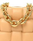 Lambskin Maxi Intreccio Padded Chain Cassette Crossbody Bag Porridge