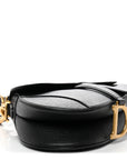 Grained Calfskin Saddle Bag With Strap Black