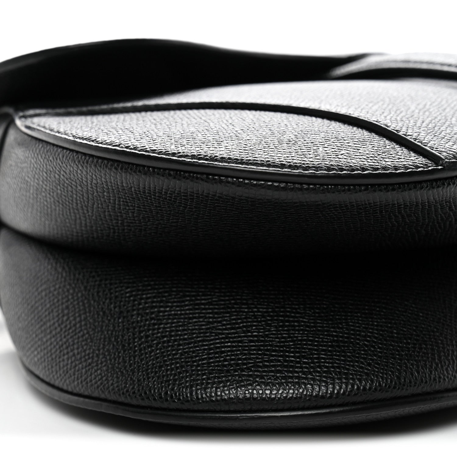 Grained Calfskin Saddle Bag With Strap Black