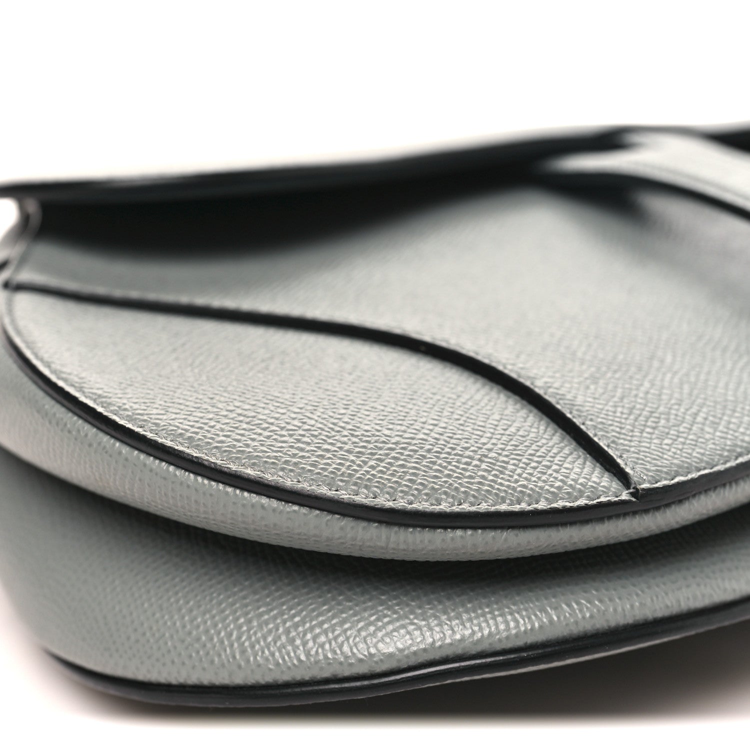 Grained Calfskin Saddle Bag Grey Stone