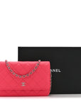 Caviar Quilted Wallet on Chain WOC Dark Pink