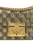 GG Supreme Monogram Bees Small Padlock Shoulder Bag Black