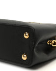 Taurillon Embellished Flower Handle Capucines BB  Black