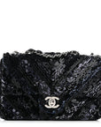 Sequins Chevron Mini Rectangular Flap Black Blue