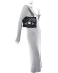 Lambskin Quilted Chain Mail Shoulder Bag Black