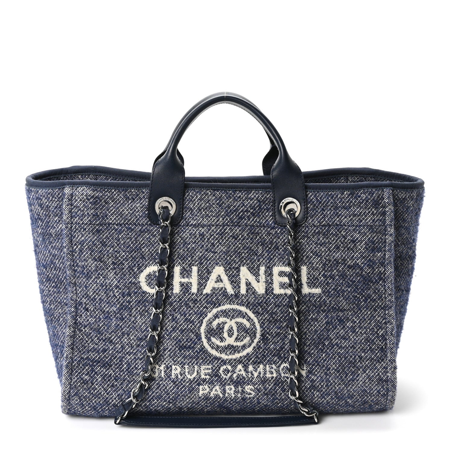 Mixed Fibers Calfskin Medium Deauville Tote Blue