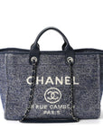 Mixed Fibers Calfskin Medium Deauville Tote Blue