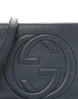 Pebbled Calfskin Small Soho Disco Bag Blue