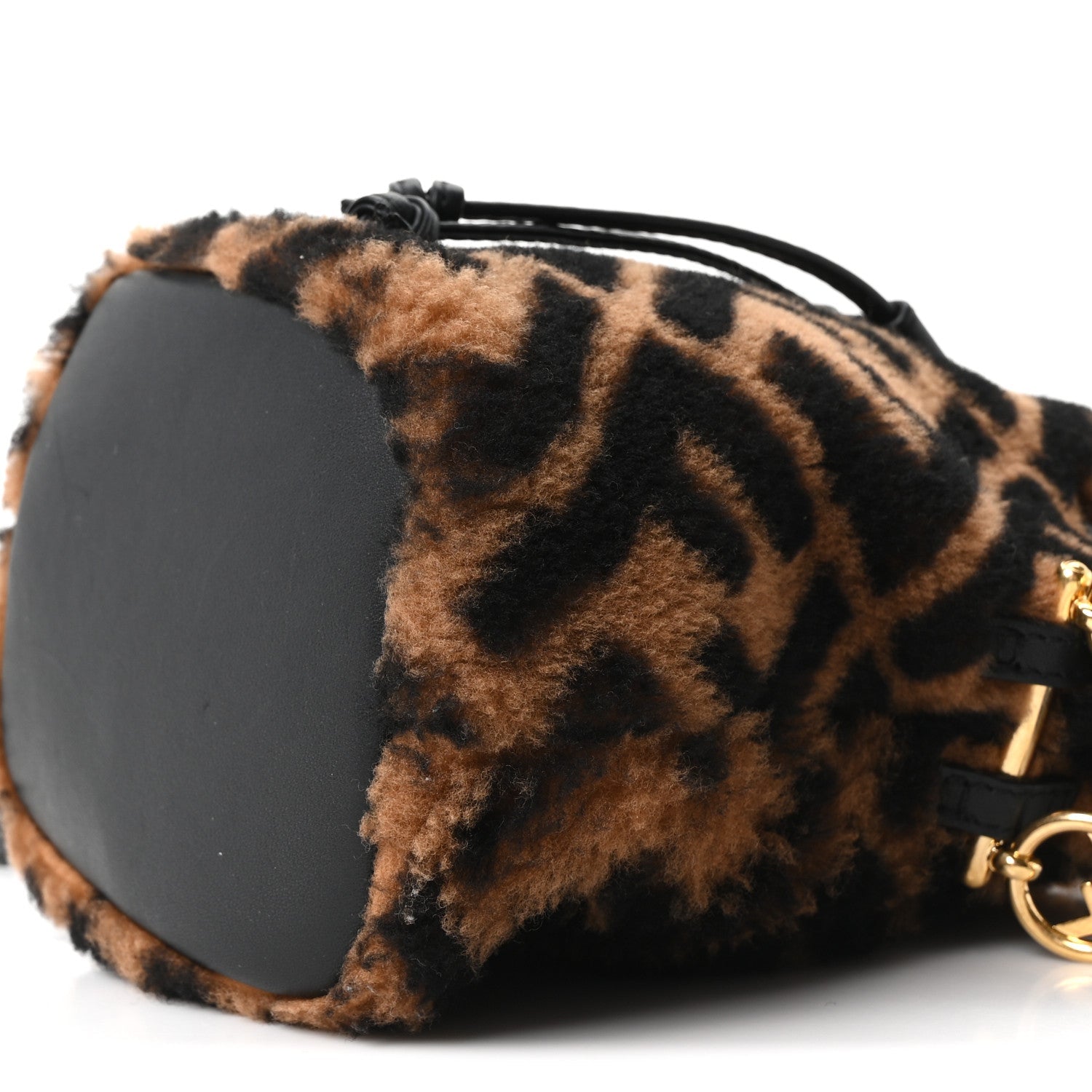 Shearling Vitello Dolce F is FNDI Macro FF 1974 Mini Mon Tresor Bucket Bag Tobacco Black