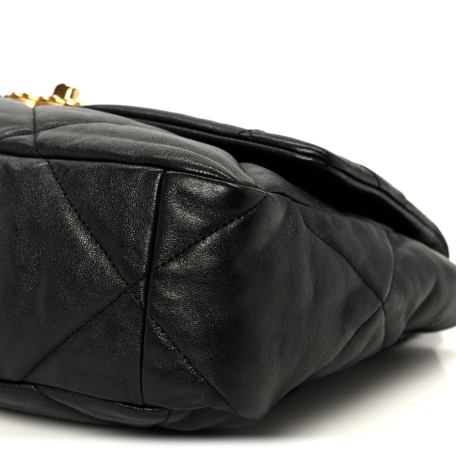 Goatskin Quilted Large CHNL 19 Flap Black