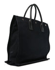 Linen Calfskin Rive Gauche North South Tote Black