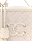 Caviar Quilted Large CC Filigree Vanity Case White
