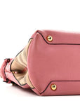 Derby Calfskin House Check Medium Banner Tote Mauve Pink