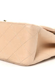 Lambskin Quilted Jumbo Double Flap Beige