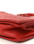 Calfskin Quilted Large Boy Flap Red