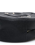 Caviar Quilted Round Filigree Crossbody Black