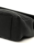 Sheepskin Matelasse Chevron Monogram Large College Satchel Black