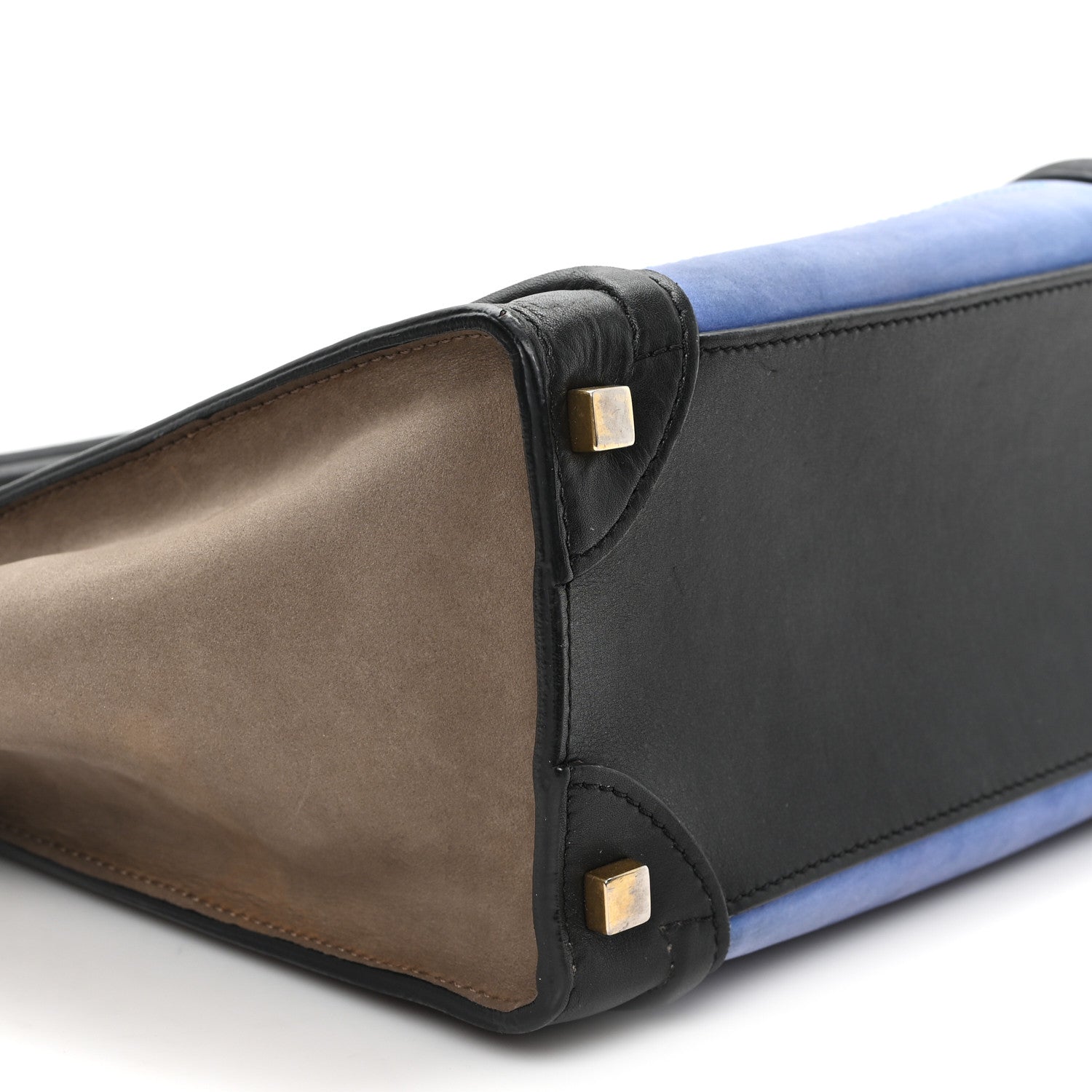 Calfskin Nubuck Suede Micro Tri-Color Luggage Porcelain