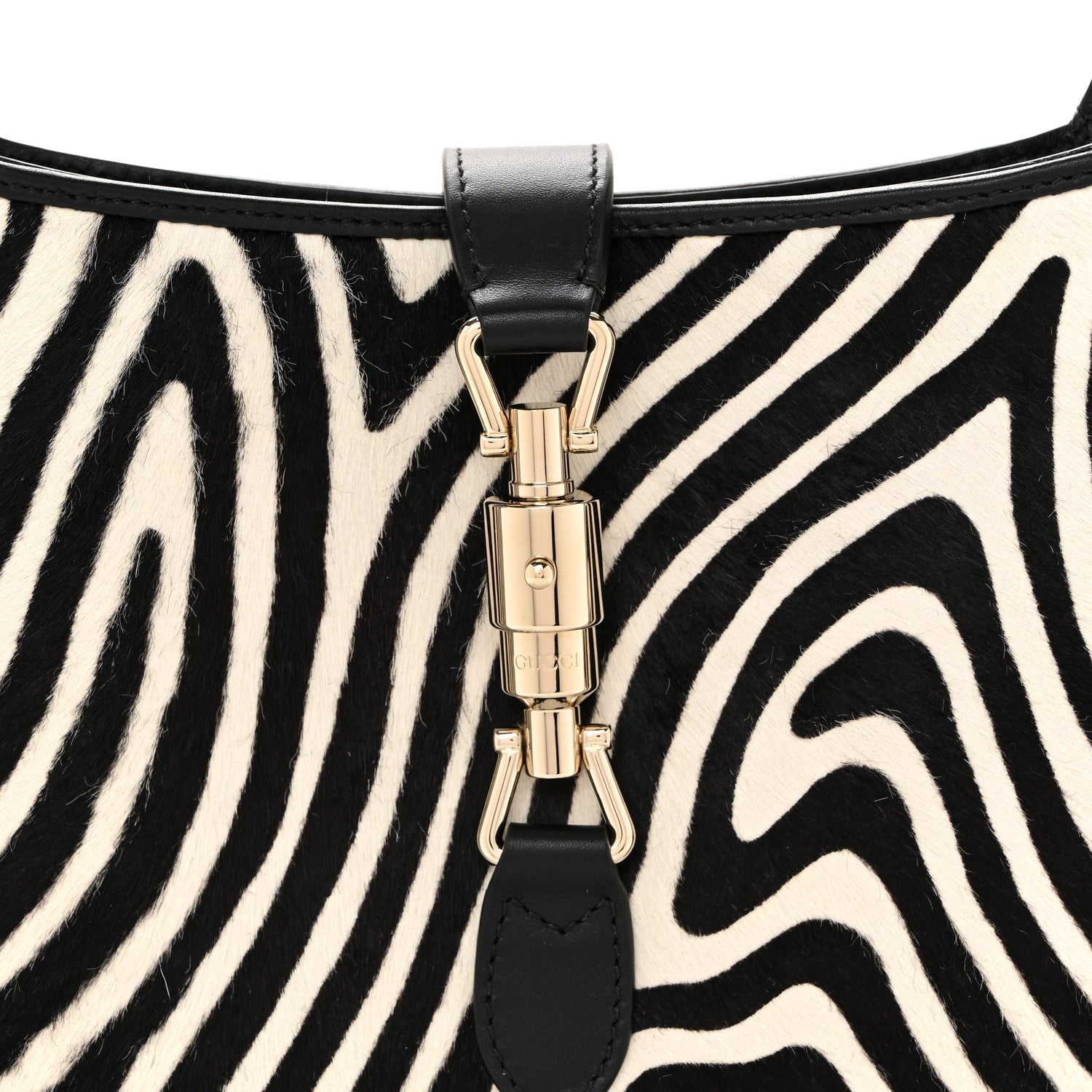 Pony Hair Zebra Print Calfskin Small Jackie 1961 Hobo Black White