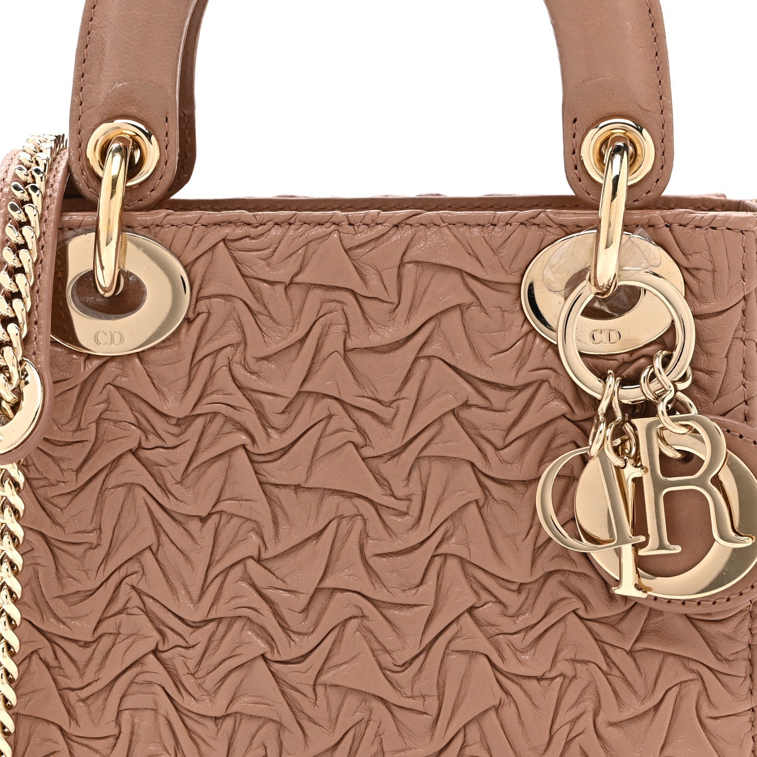 Lambskin Gathered Mini Lady D1OR Fard