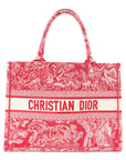 Canvas Embroidered Medium D1ORiviera Toile De Jouy Book Tote Raspberry