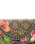 GG Supreme Monogram Blooms Mini Dionysus Chain Wallet Beige Multicolor Dry Rose