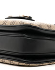 GG Supreme Monogram Horsebit 1955 Soft Small Shoulder Bag Beige Black